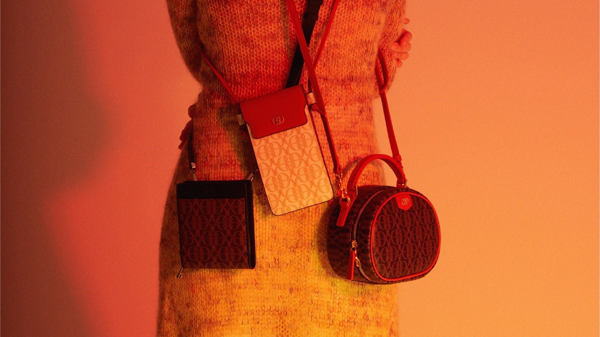 Bonia Dark Yellow Miley Monogram Women's Bag with Adjustable