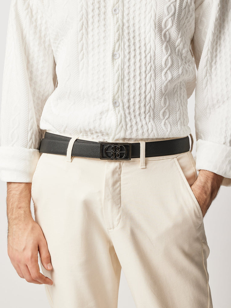 Beno Non-Reversible Leather Belt with Gunmetal Auto Lock Buckle - BONIA