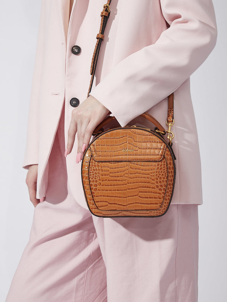 Croco Sonia Signature Satchel - BONIA