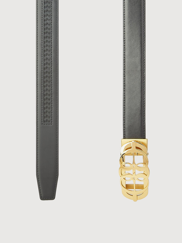 Fausto Non-Reversible Leather Belt with Gold Auto Lock Buckle - BONIA