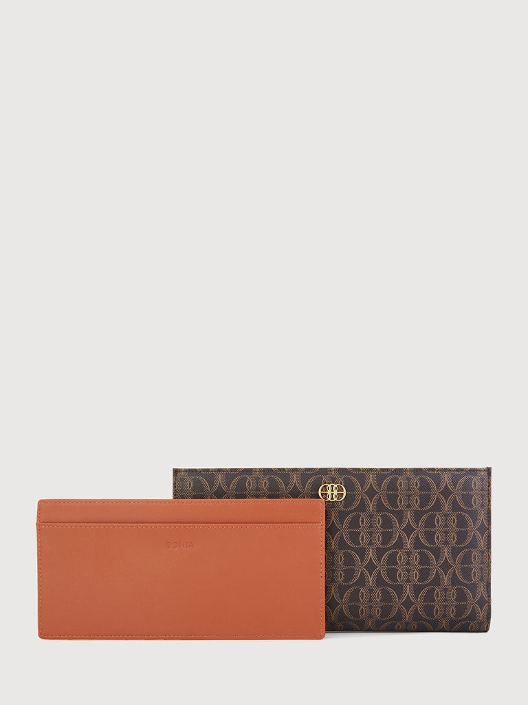 La Luna Monogram 2 Fold Long Wallet - BONIA