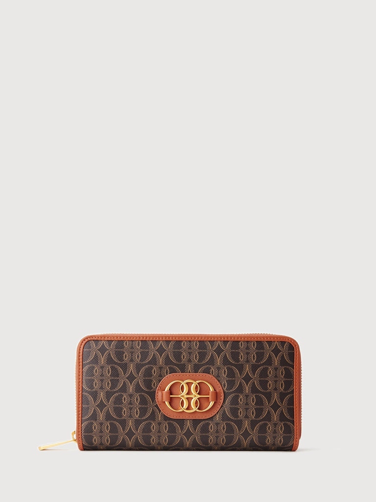 La Luna Monogram Zipper Long Wallet - BONIA