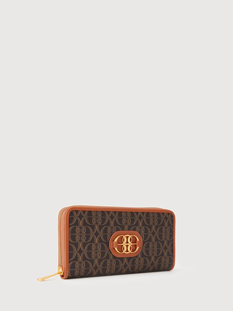 La Luna Monogram Zipper Long Wallet - BONIA