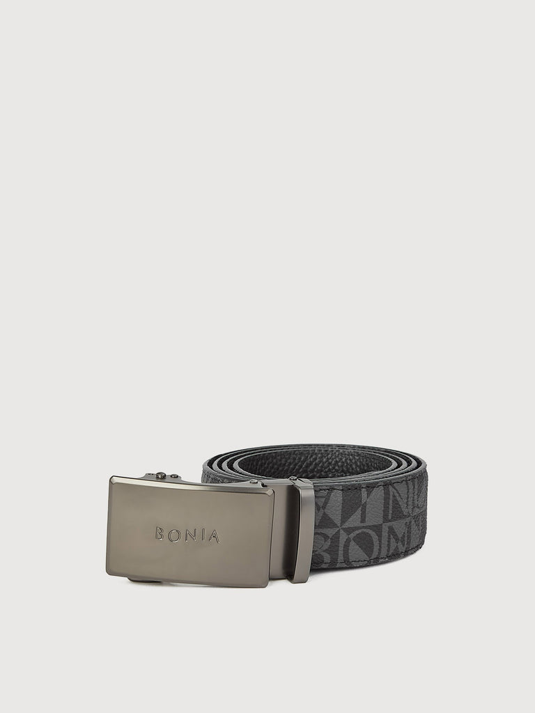 Nello Monogram Reversible Leather Belt with Gunmetal Auto Lock Buckle - BONIA