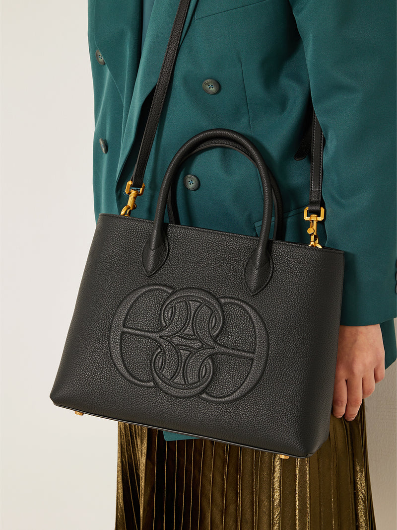 Bonia Black Milagros Large Women's Bag with Pockets Logo Metal  860250-903A-08