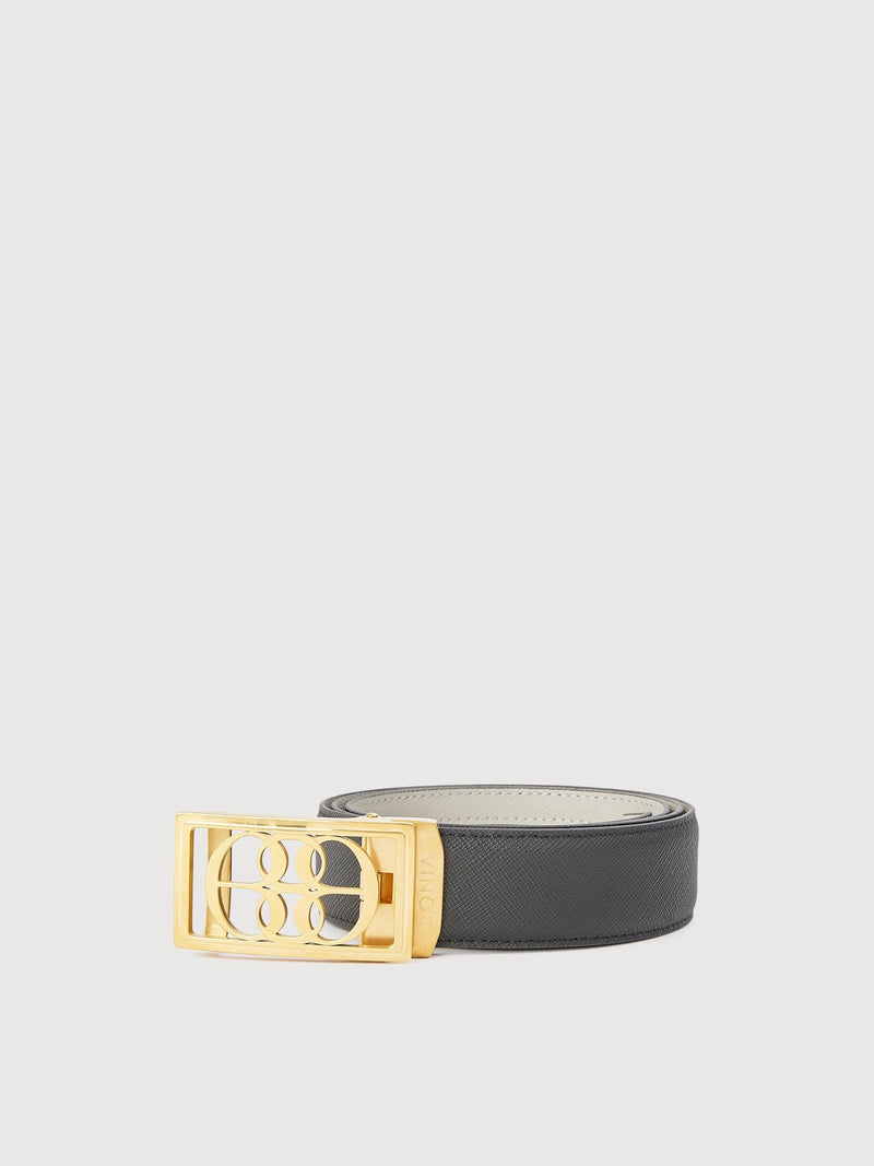 Beno Non-Reversible Leather Belt with Gold Auto Lock Buckle 