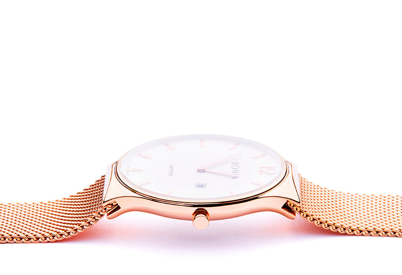 Rose Gold with Silver Sunray Carmel Men's Watch