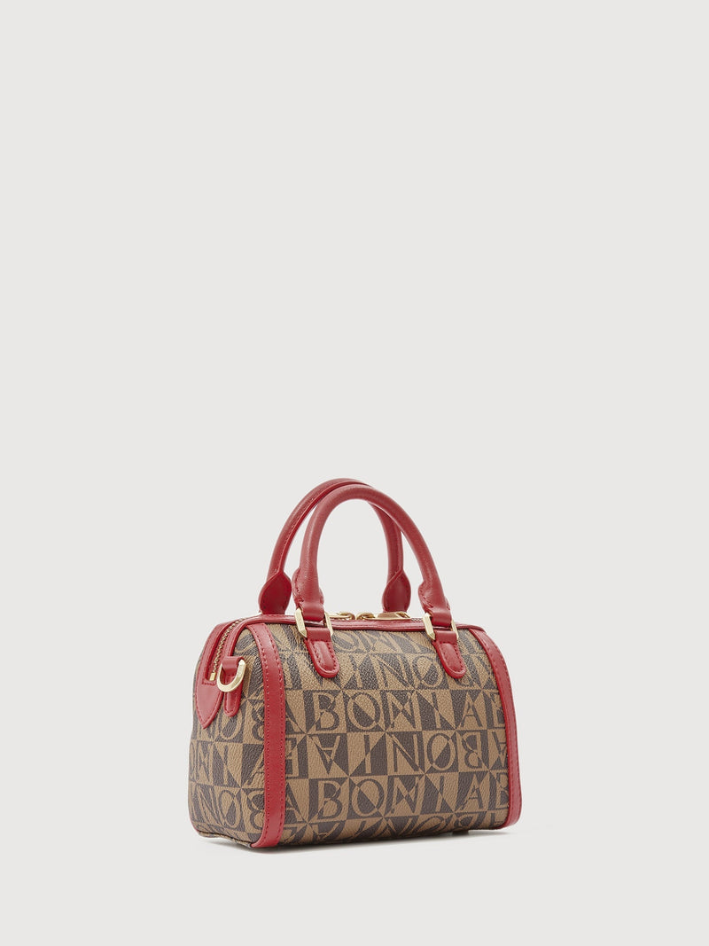 Bonia Red Elle Monogram Satchel Women's Bag with Adjustable Strap  860369-101-04
