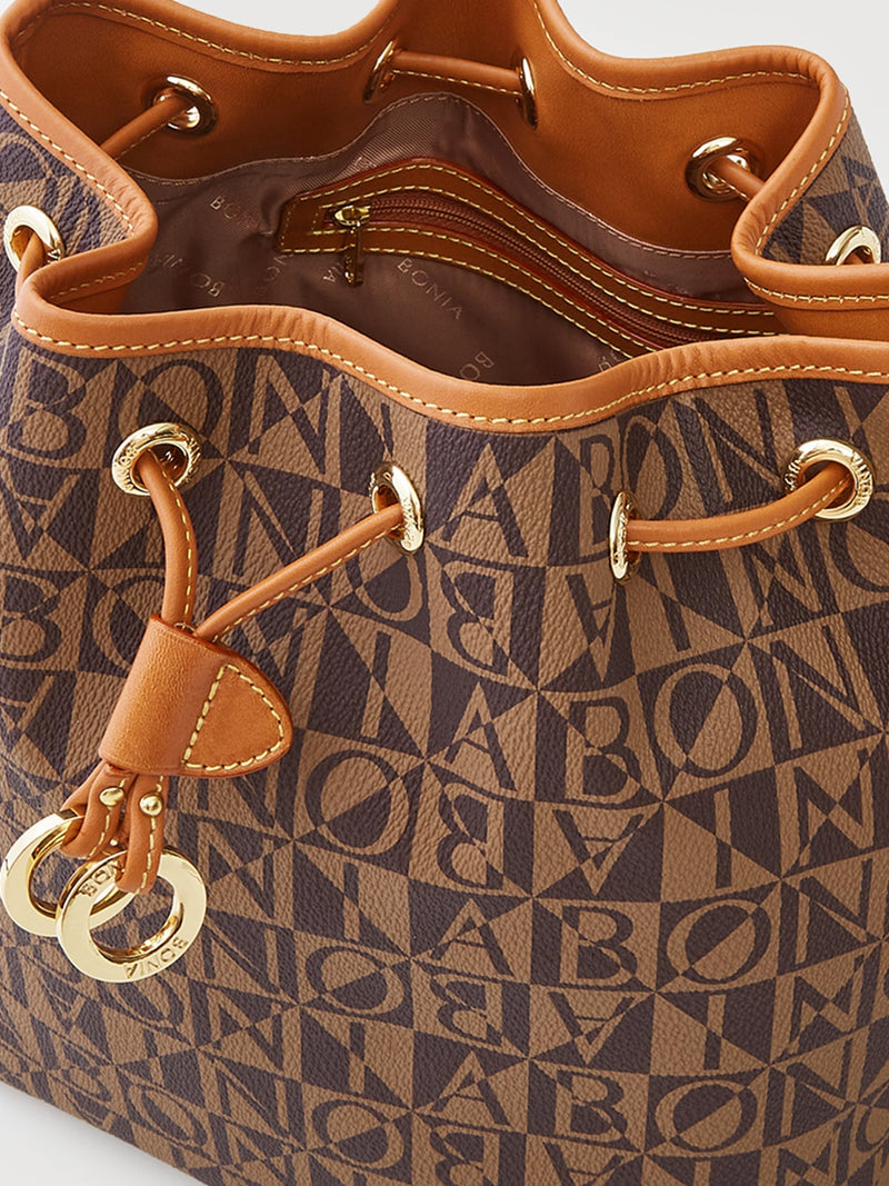 Buy Bonia Monogram Bucket Bag S (Brown Colour)