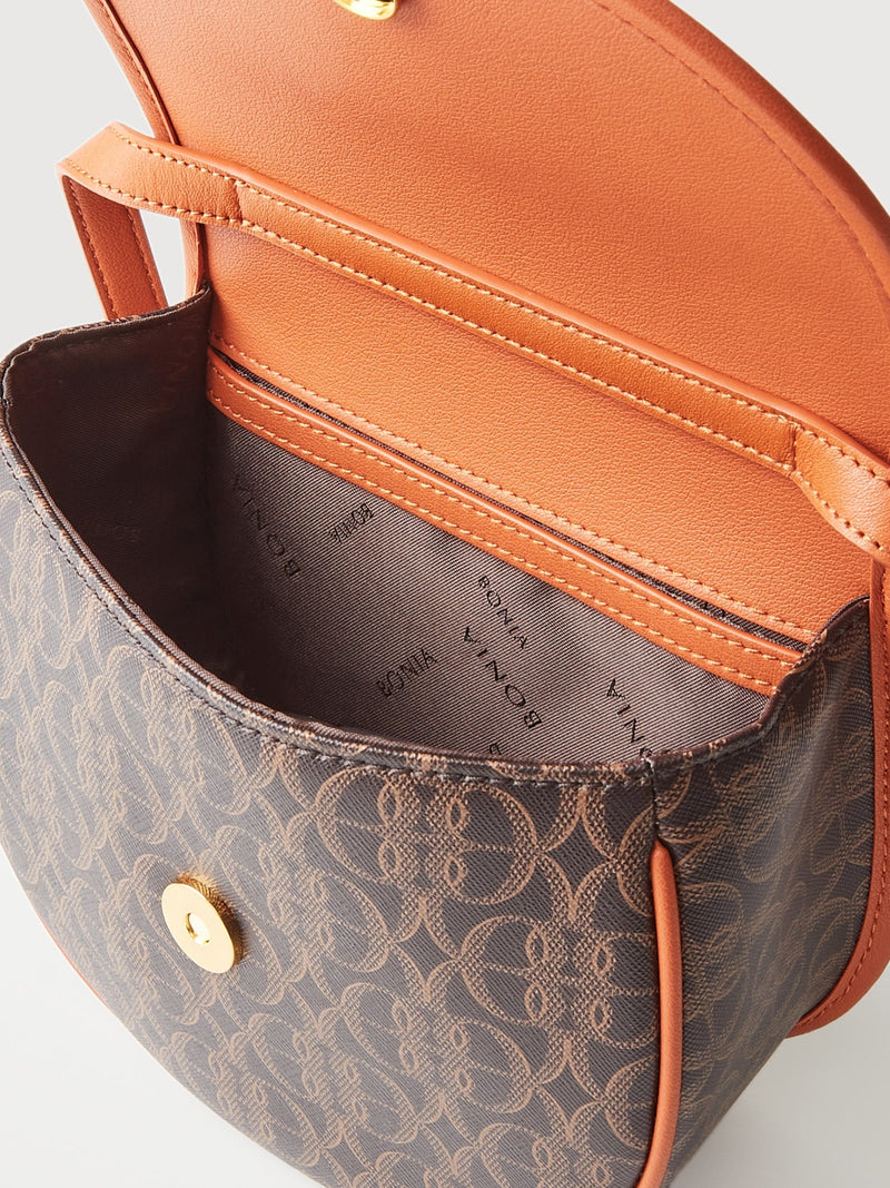 Bonia Brown Leather Crossbody Shoulder Saddle Bag