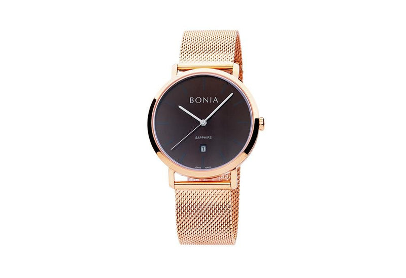 Rose Gold & Brown Sunray Kosmo Men's Watch - Bonia