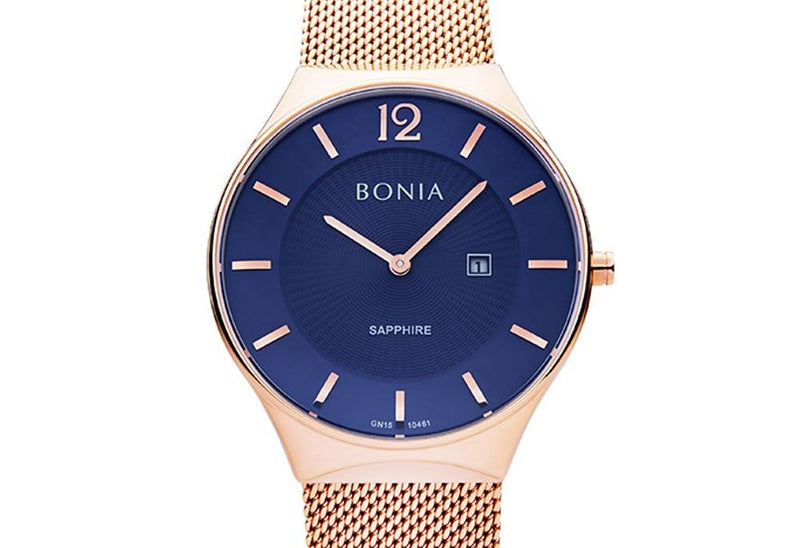 Rose Gold with Blue Sunray Carmel Men's Watch - Bonia