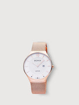Rose Gold with Silver Sunray Carmel Men's Watch - BONIA